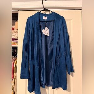 Buddy Love Blue Fringe Trench Coat